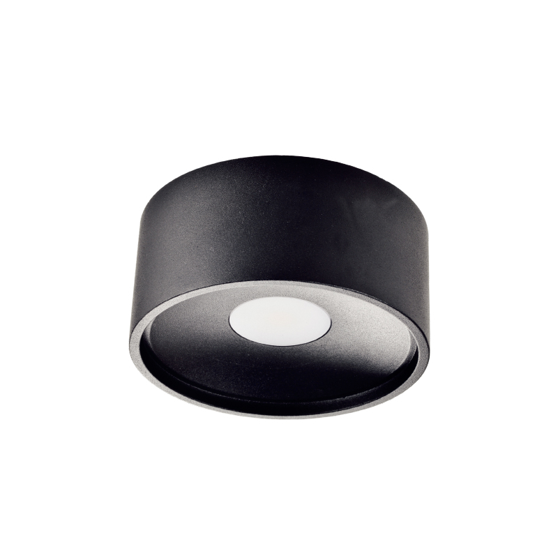 Matte Textur, schlichtes Schwarz, leichter Komfort. Aufputz-Downlight